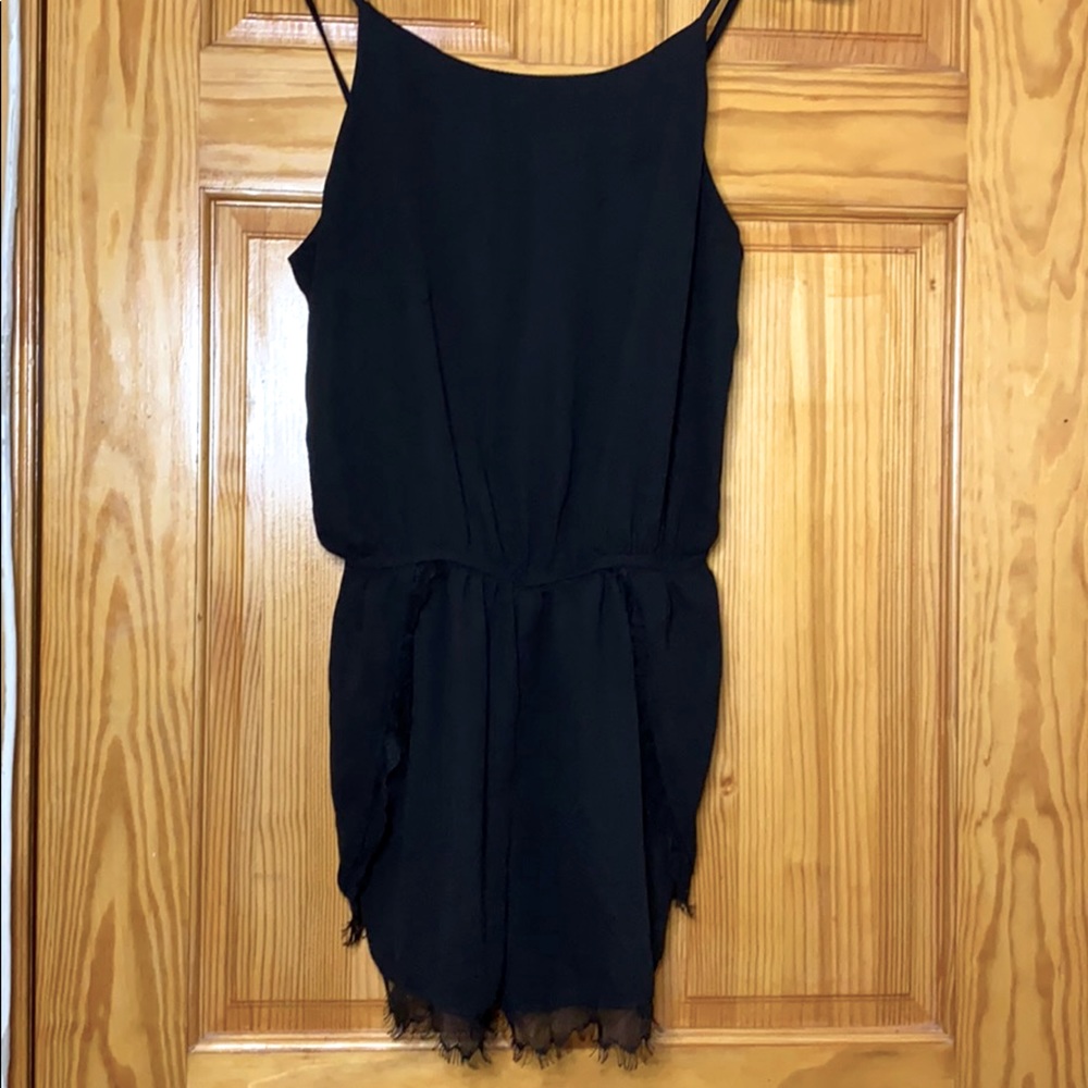 Black Romper With Lace & Fringes Size Medium